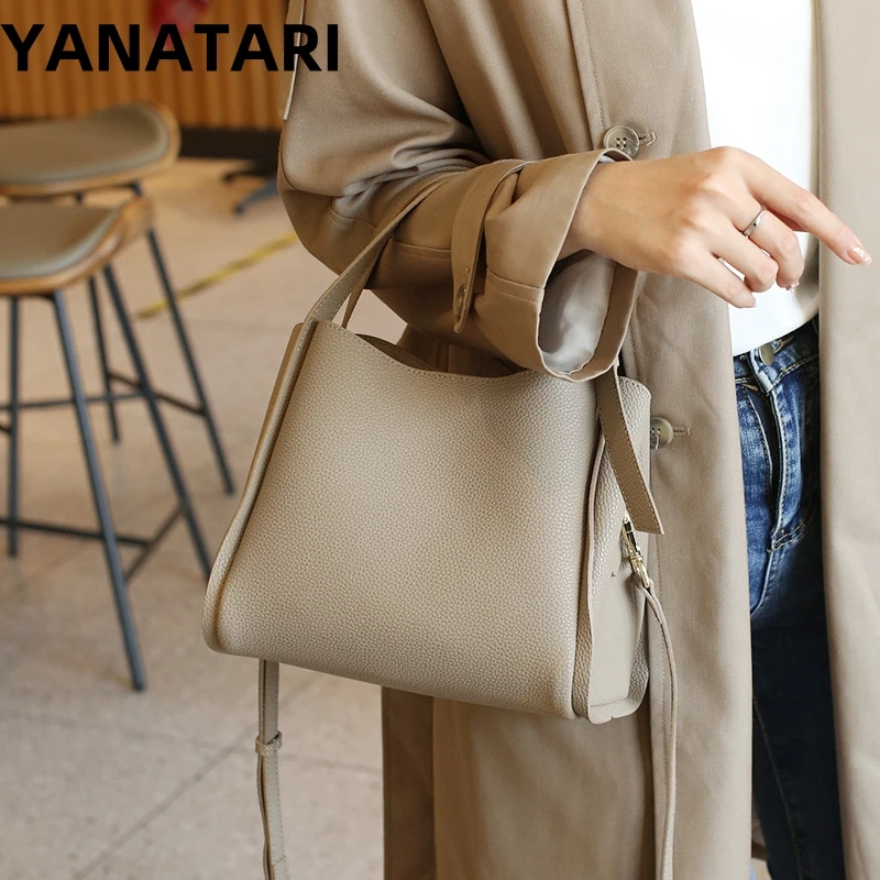

YANATARI Genuine Leather Handheld Crossbody Bag with Large Capacity Soft Leather Cowhide Shoulder bag women Luxury Vintage bag