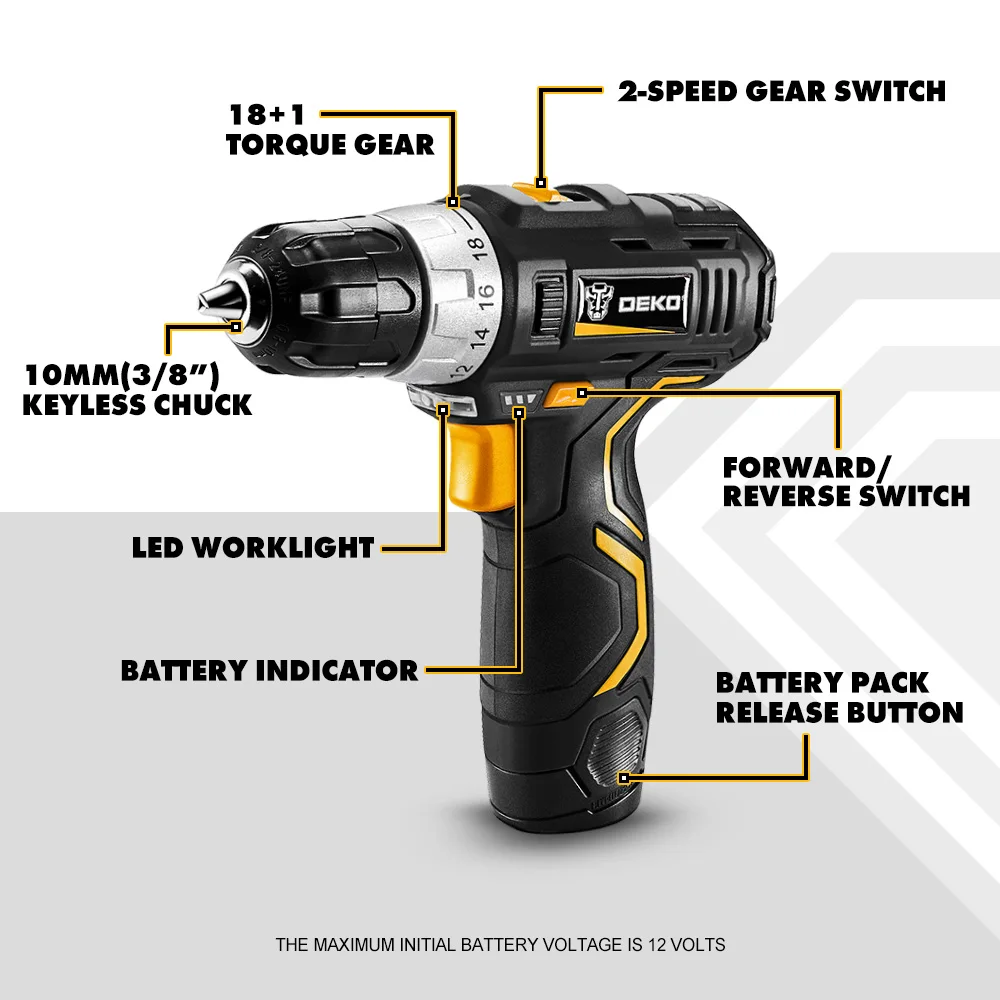 Mini Drill 12V 32N.m 2-Speed Electric Lithium-Ion Battery Cordless