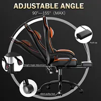 Gaming Chair with Footrest, PU Leather Video Game Chairs for Adults, Reclining Gamer Chair Office Desk Chair - Image 5