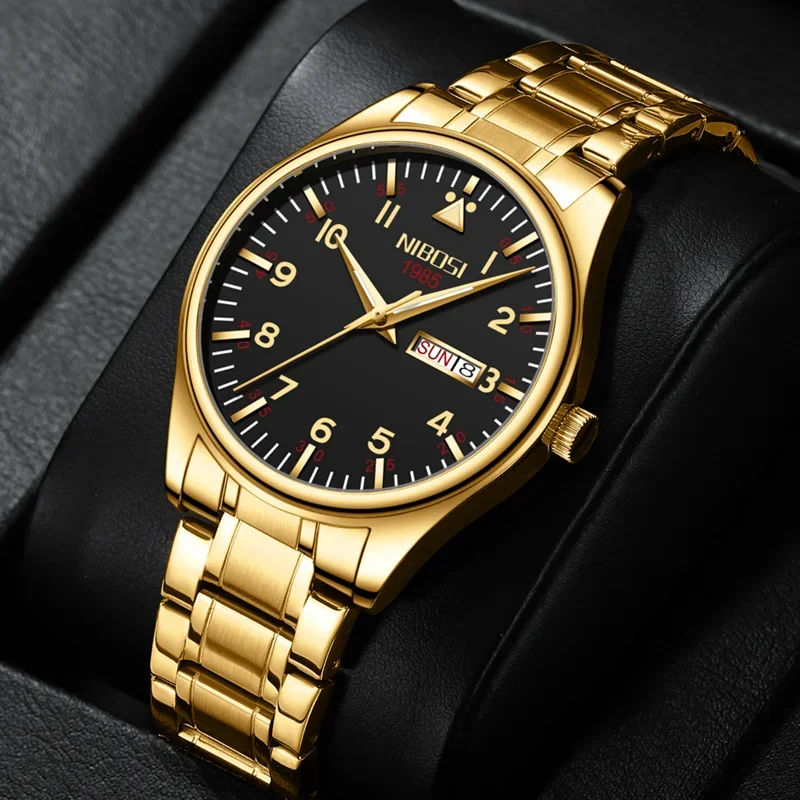 

NIBOSI Top Quality Luxury Men Watch Fashion Quartz Wristwatches Stainless Waterproof Luminous Date Week Sport Relogio Masculino