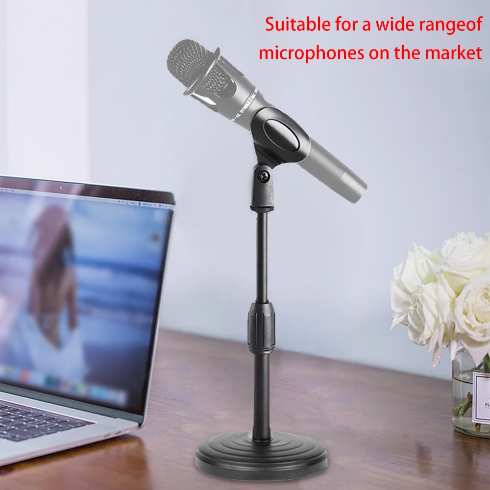 Microphone Retractable Desktop Stand Table Microphone Lazy Stand For Live Streaming Desktop Standing Mic Clip Clamp Holder Base microphone stand desktop mounting clip microphone mount clamp