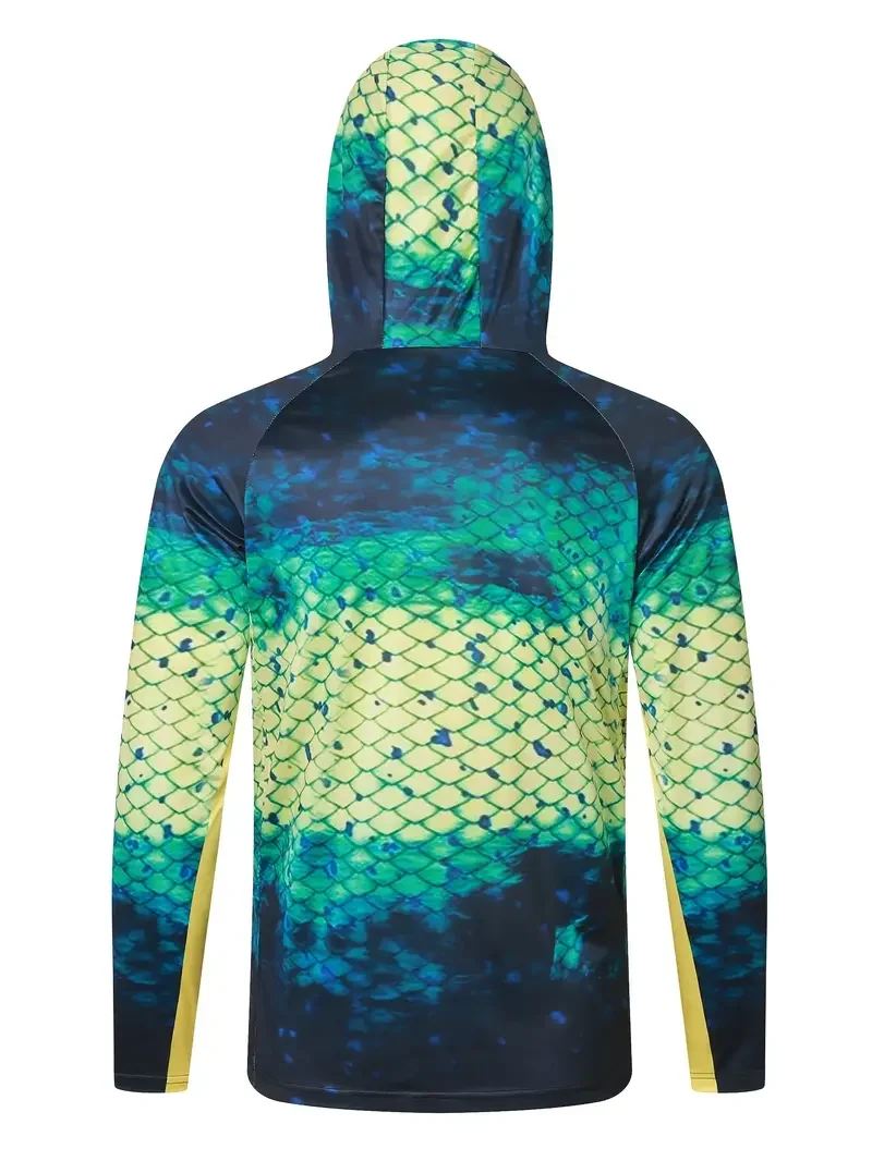 Description Picture 4 of itemMen Uv Face Mask Fishing Clothing Long Sleeve Hoodie Shirts Sweatshirt Fishing Jersey Hooded