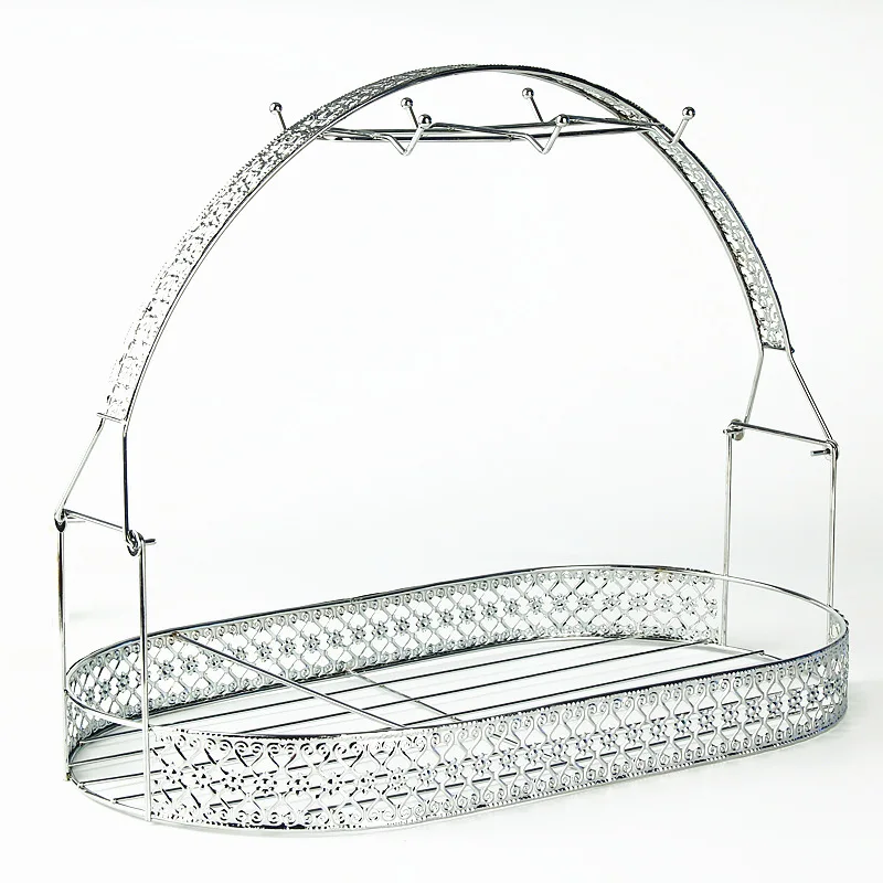 European-style Silver-plated Coffee Cup Holder Home Crafts Iron Rack Saucer Holder Lace Wire Cup Saucer Iron Crafts