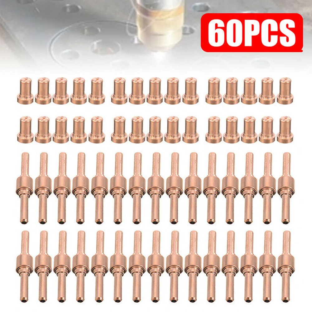 

PT-31 Plasma Cutter Consumables Electrodes Cutting Consumables Electrodes 12mm 60pcs Copper Electrode Nozzle PT-31