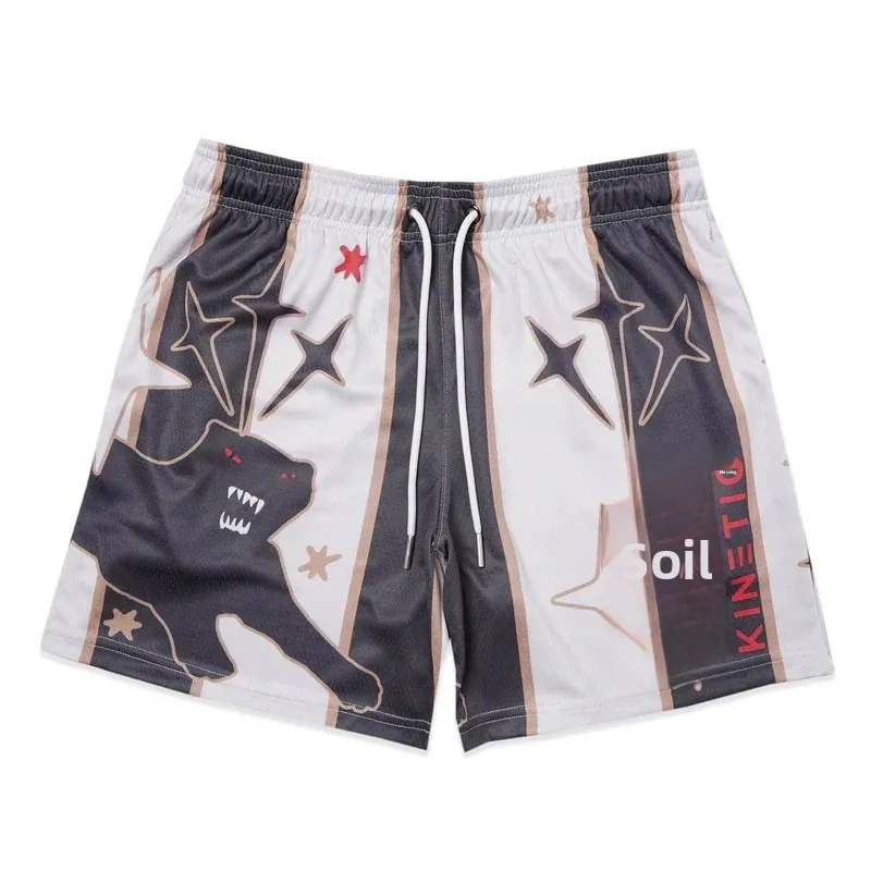 American Style Sporty Mesh Shorts Breathable Sweat Wicking Loose Fitness Beach Basketball Pants Summer Outdoor Activities