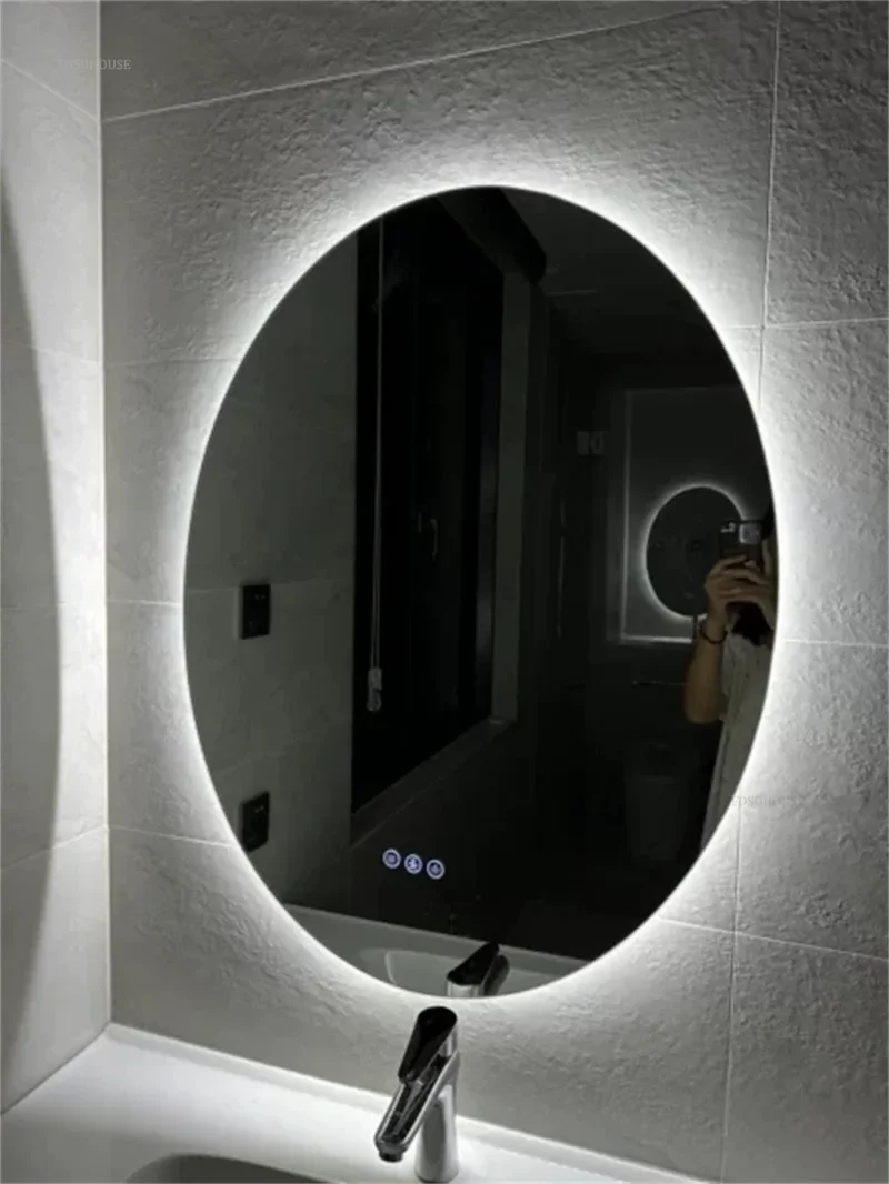 Description Picture 6 of itemSmart Oval Bath Mirrors Touch Screen Anti-fog LED Light Bathroom Mirror Toilet Body Induction Wall-mounted Lighted Makeup Mirror