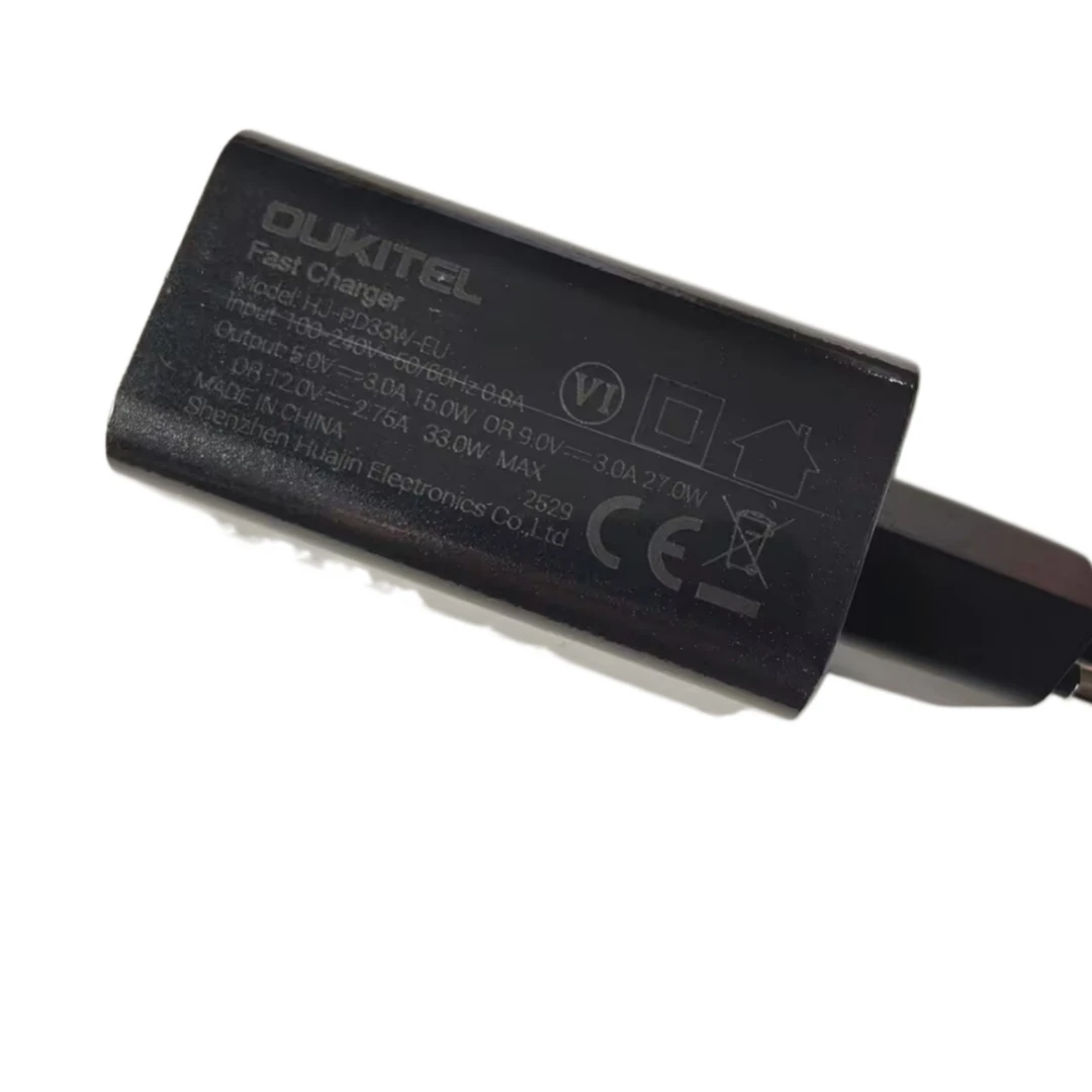 Oukitel 공식 고속 충전 어댑터 33W 충전기(OUKITEL WP60 WP62 휴대폰용 USB 케이블 데이터 라인 포함) 원래 장비