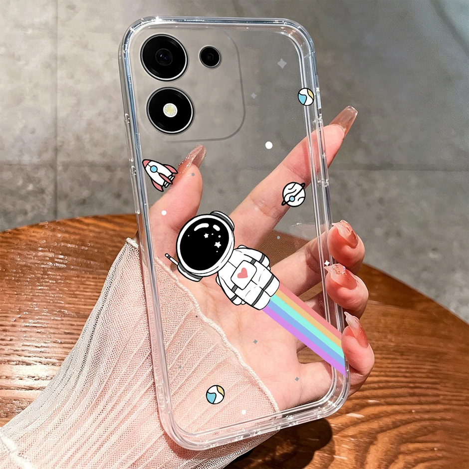 Sweet Lovely Girl Dustproof Transparent Phone Case – Creative Protective Cover