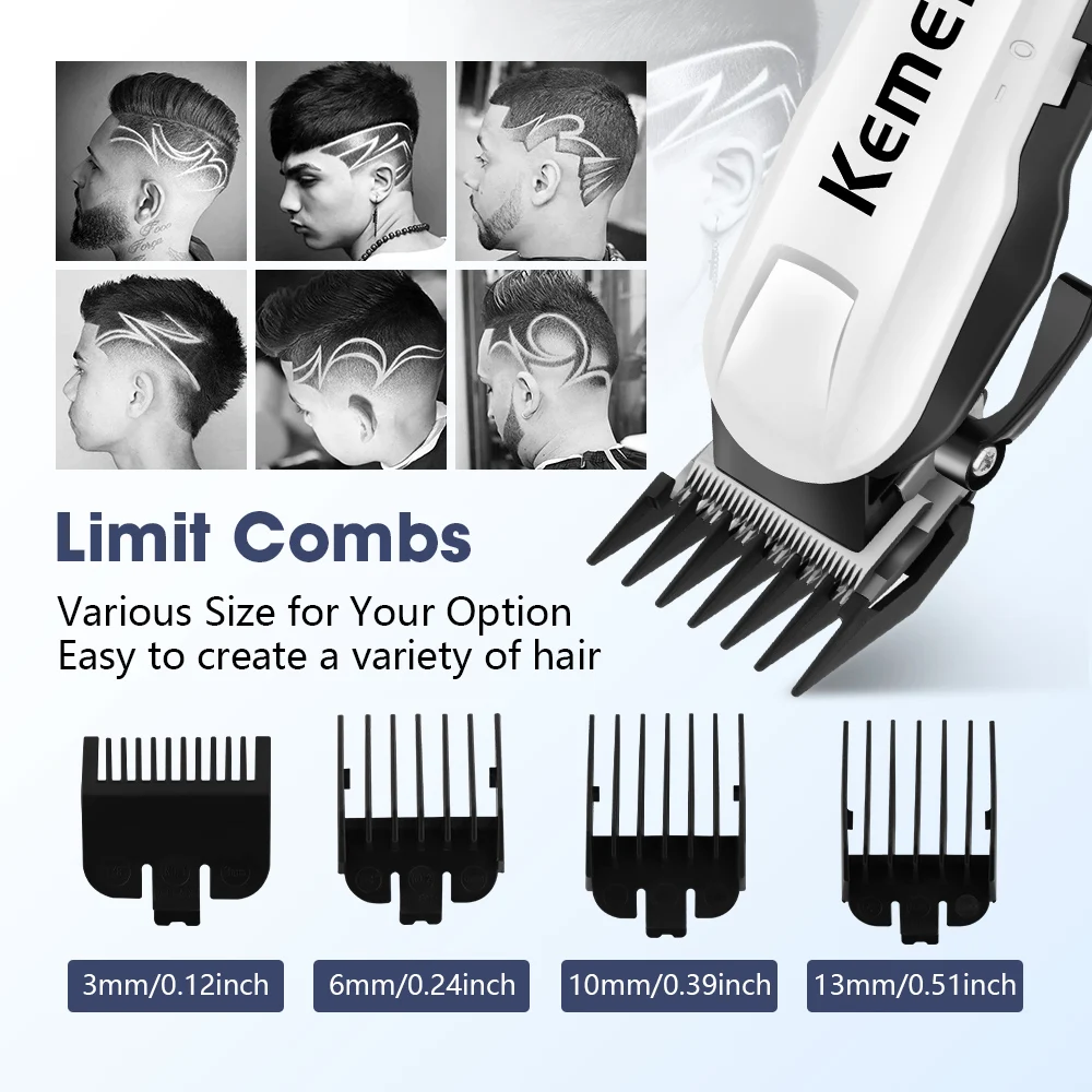 Kemei Professional Electric Hair Clipper Adjustable Electric Hair Clipper Men's Powerful Beard Rechargeable Hair Clipper KM-809A 4