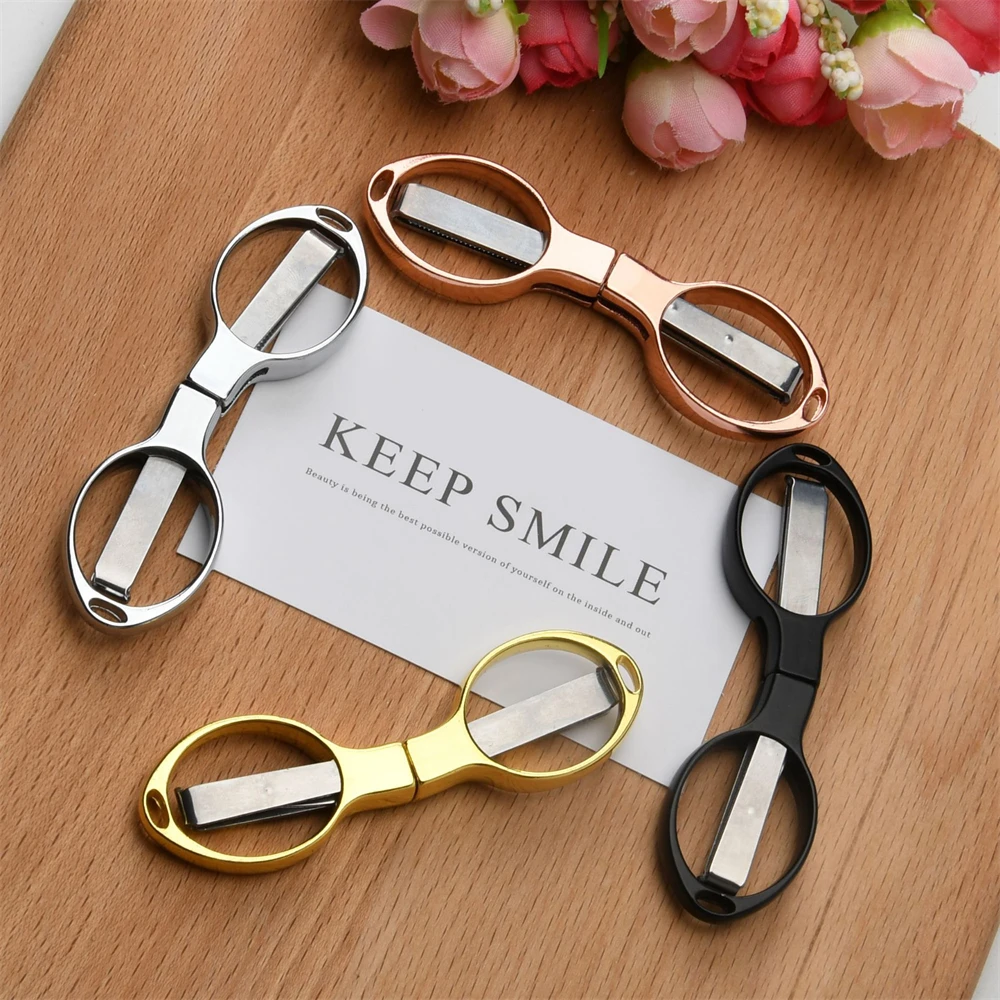 Simple Portable Folding Scissors Solid Color Glasses Shape Paper Cutters Students Handmade DIY Tools School Office Supplies 1pcs - Image 6