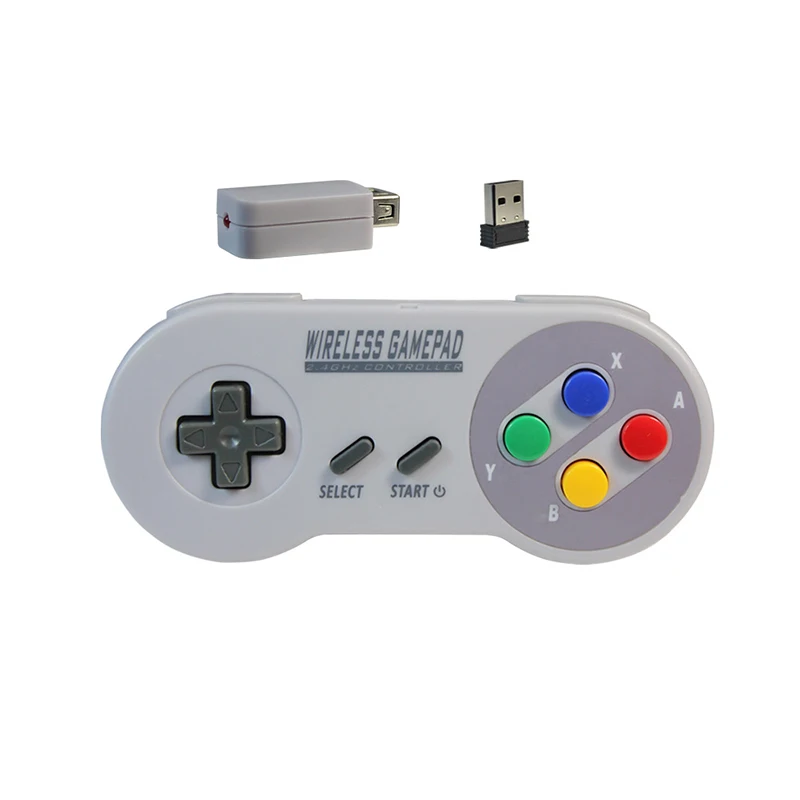 SNES/Super Nintendo Ŭ���� �̴� �ܼ� �� 2.4G ���� ���� �е� ��Ʈ�ѷ� USB ���űⰡ�ִ� ��Ʈ�� ���� ���̽�ƽ