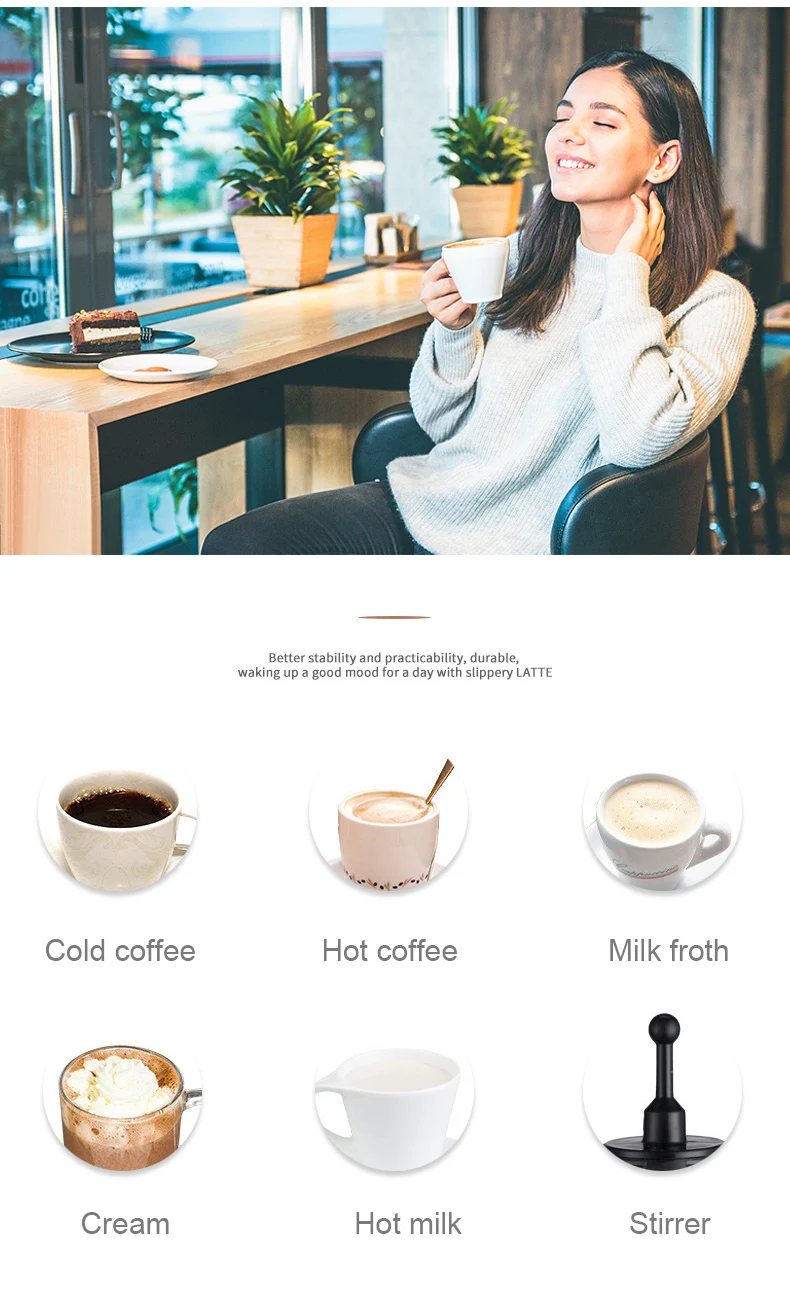 Description Picture 3 of itemHot Cold Milk Frothers Machine High Quingity Chocolate Mixer For Cappuccino Coffee Latte Household Electric Milk Frother Foamer