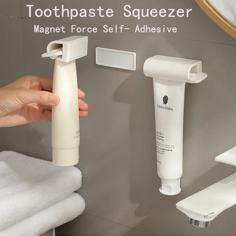

Wall Mount Hanging Toothpaste Tube Squeezer Magnet Force Self-Adhesive Rolling Tube Toothpaste Dispenser Toothpaste Holder