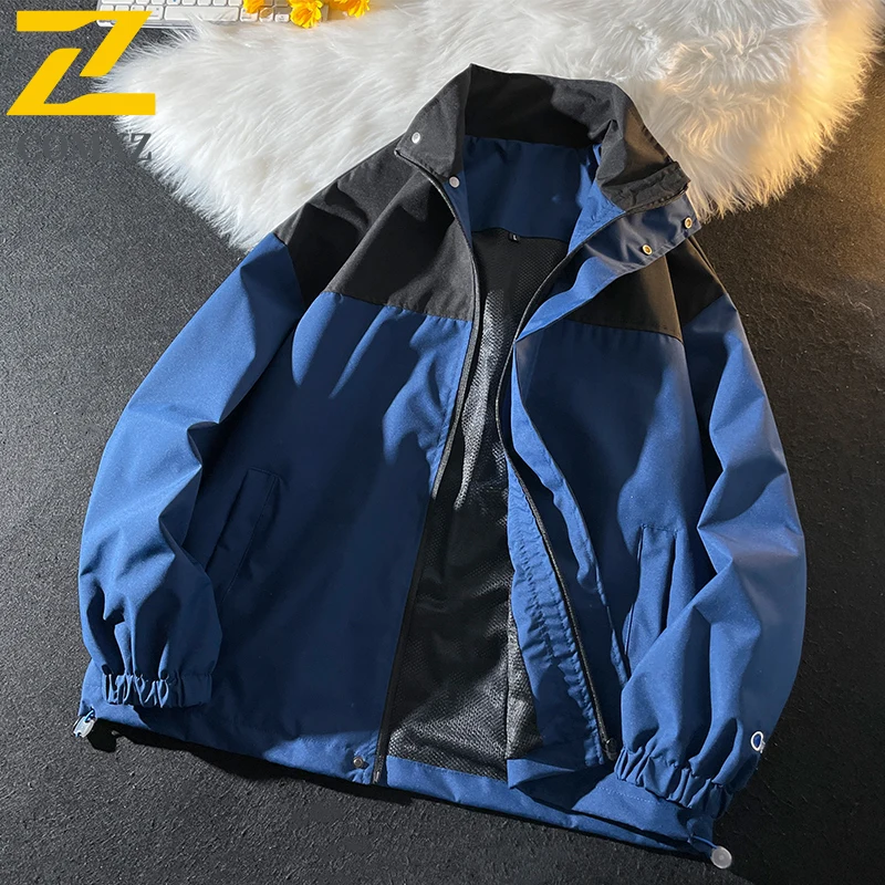 Men's Spring Summer Windbreaker Jacket Oversized Trendy Loose Fit Outdoor Coat for Hiking Camping Fishing Waterproof Breathable