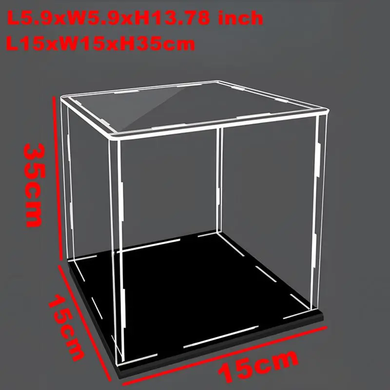 Recogwood Acrylic Clear Display Case, 25 X 15 X 10cm Assemble Countertop Box Cube Organizer Stand Dustproof Protection Showcase With Black Base For Action Figures Toys Collectibles