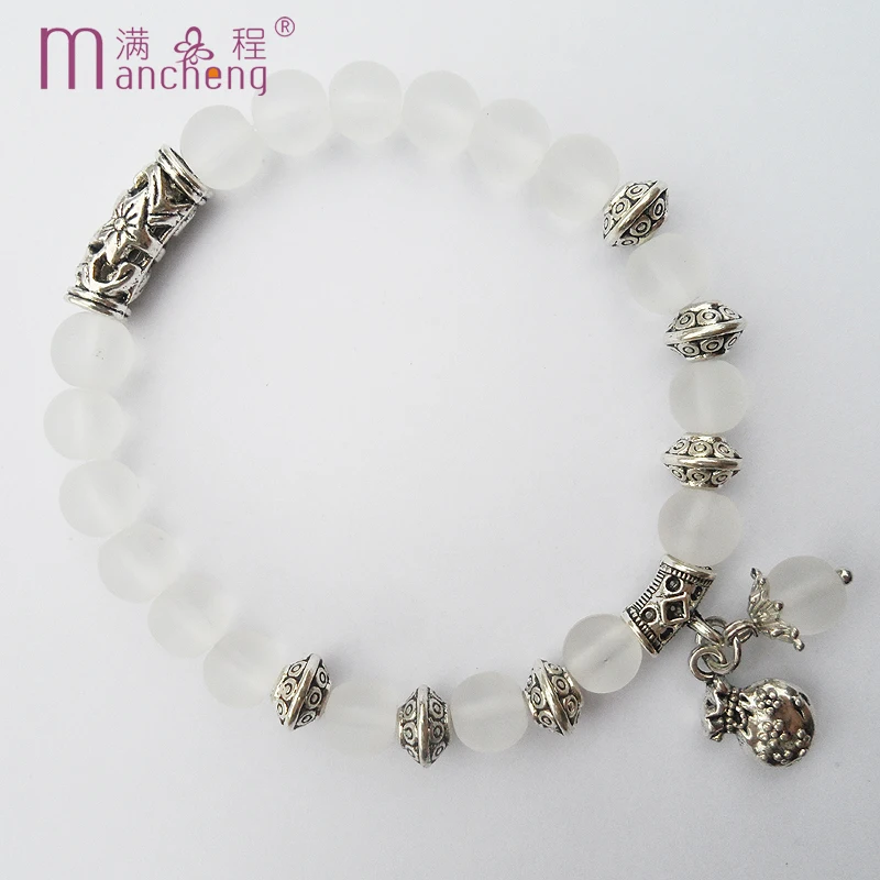 Fnaf 2 Rupee Item Hyerbole Vintage Flower Purse Pulseras Mujer Homme White Glass Crystal Acrilico Matte Bead Wallet Bracciale