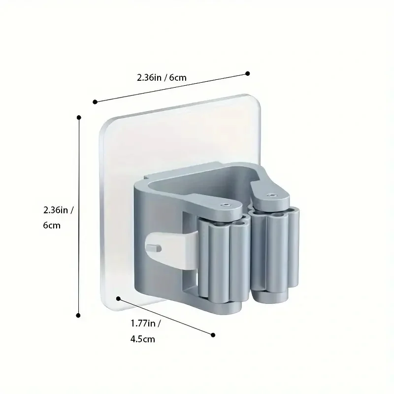 Wall-Mounted Mop & Broom Holder 4Pcs Easy-Install Strong Adhesive No-Drill Storage Rack for Home Organization Utility Hooks