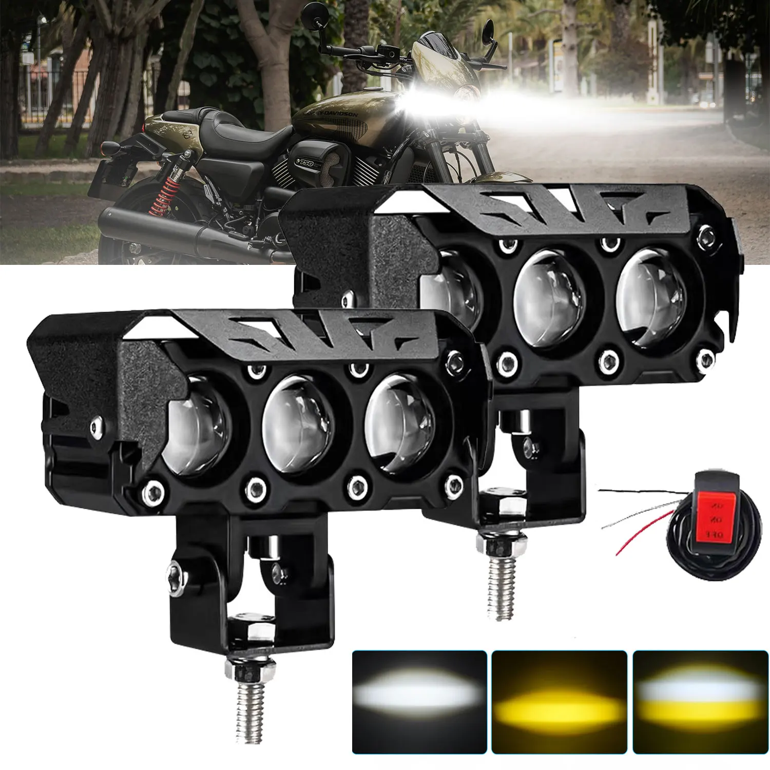 

Motorcycles LED Lamp Auto Baian Opening LED 200W Waterproof Work Light Switch Front Lamp Driving Lights for Electric Spotlight