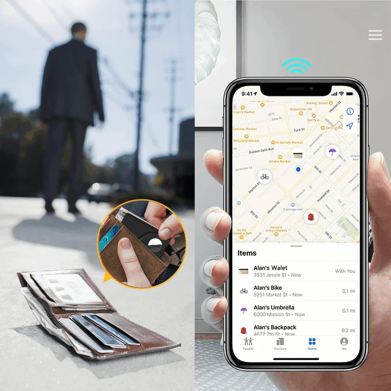 GPS Locator Key Finder Anti Lost Tracker Anti Lose Tracker Item Locator Anti Lost Locator Key Chain Locator For Apple AirTags Case Wallet Tracker Card Protection for Airtag Tracker Case Anti-Lost Wallet Clip Air Tag Accessories