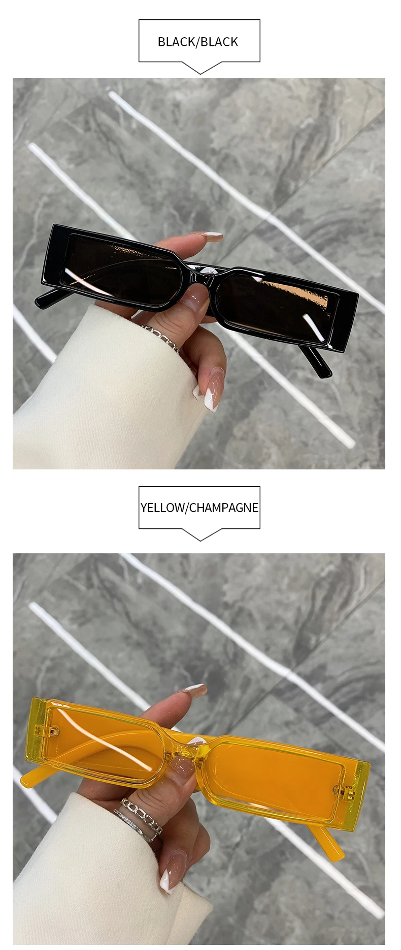 Rectangle Fashion Sunglasses Man Hip Hop Vintage Designer Black Shades Sun Glasses Small Frame Personality UV400 Eyewear_voghion.com