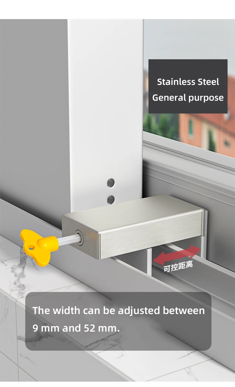 Description Picture 6 of item2pcs Child Safety Window Lock with Positioning Buckle for Sliding Glass Windows Security Bars for Added Protection and Security