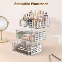 Transparent Diamond Makeup Organizer Case Luxury Drawer Cosmetic Storage Box Acrylic Lipstick Container Vanity Dresser Organizer 2