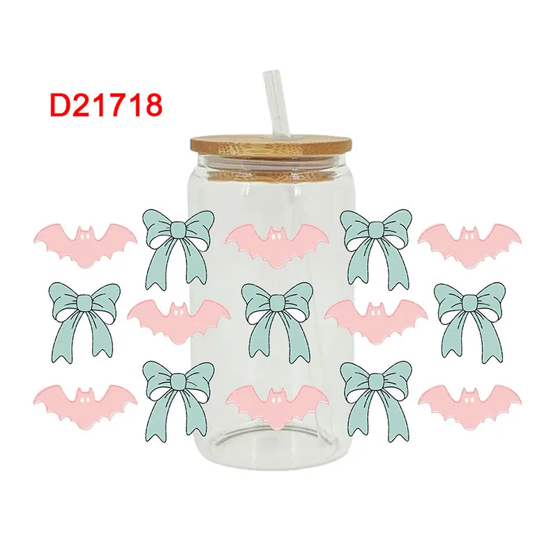 UV DTF Transfer Sticker Flowers Bows For The 16oz Libbey Glasses Wraps Bottles Cup Can DIY Waterproof Decals D19610