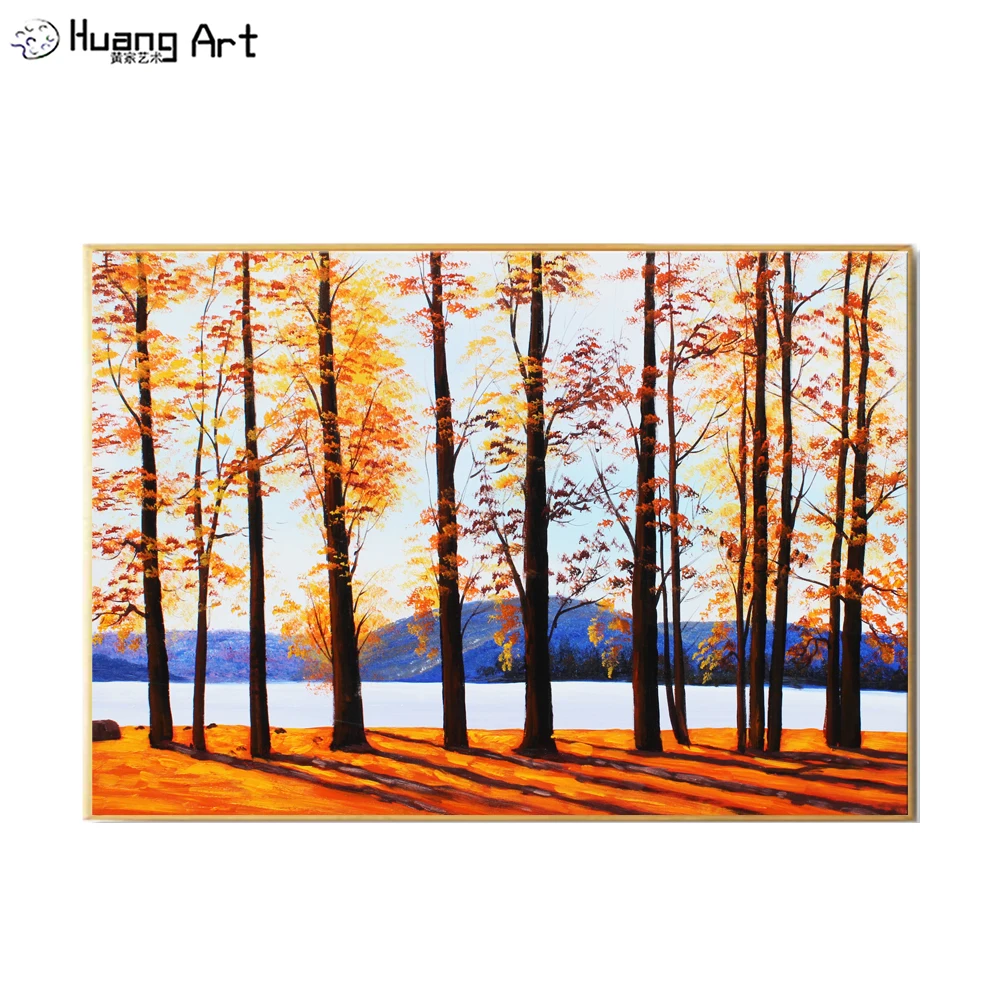 

Ручная роспись, современный осенний пейзаж, картина маслом на холсте, березовый лес, пейзаж, картина маслом для украшения стен, картина на дереве, искусство