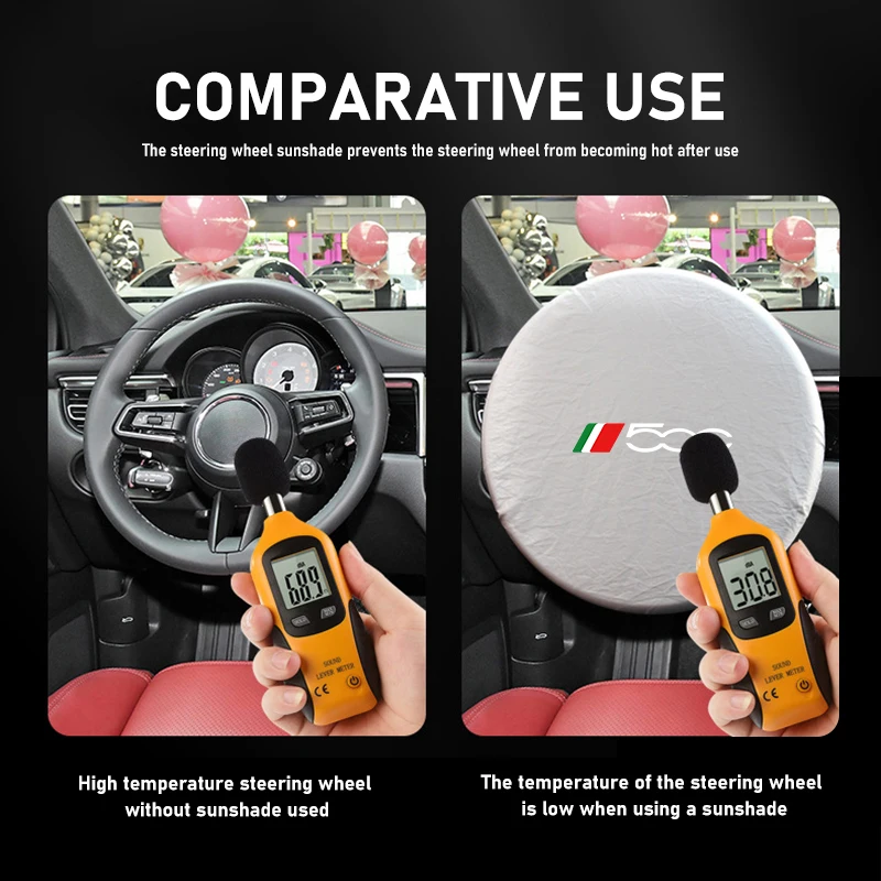 Silver Coated Cloth Steering Wheel Sun Shade Cover - Protective Car Accessory