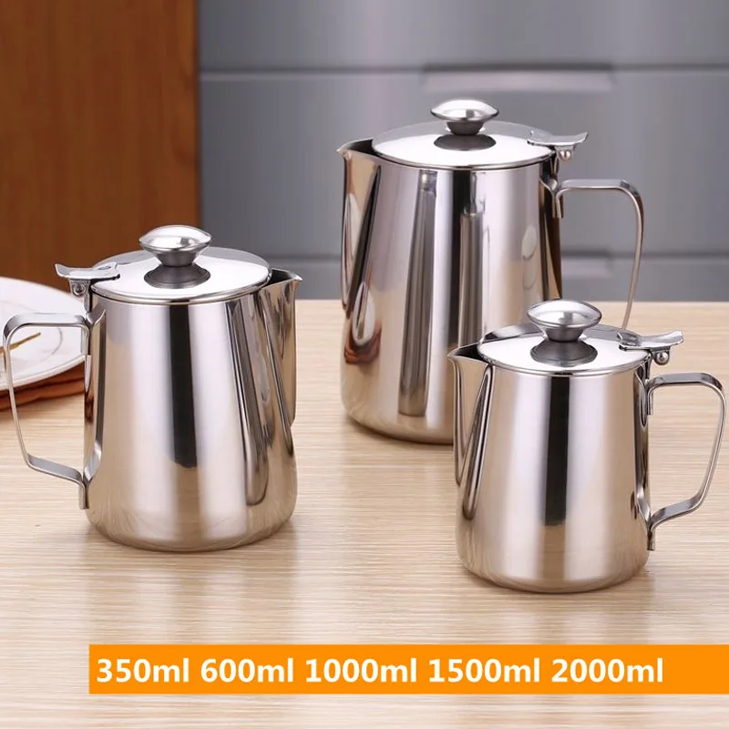 Stainless Steel Milk Frothing Pitcher with Lids Coffee Maker Hand Brewing Pot Long-spout Fine Mouth Kettle Drip Kettle