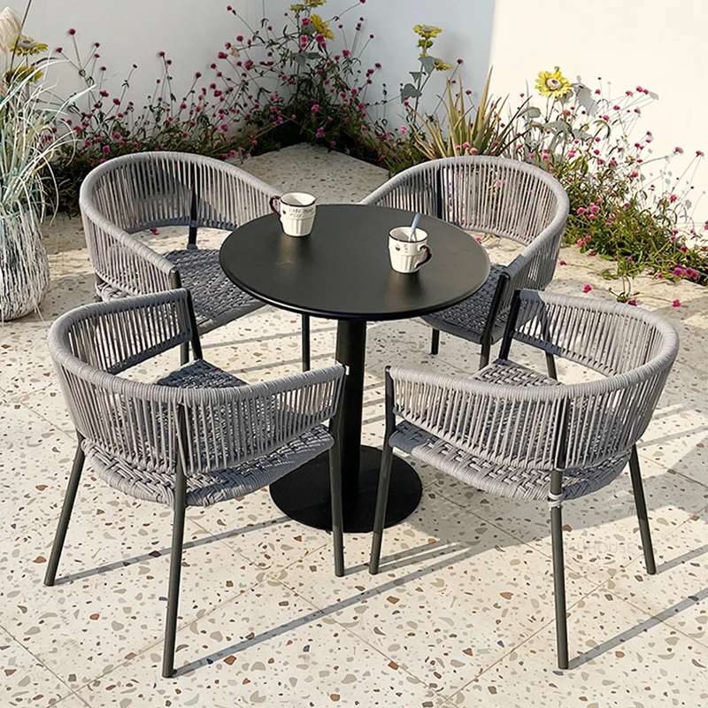 Tavolo e sedia da balcone in ferro Set da tre pezzi semplice un tavolo con  due sedie tavolino giardino esterno bianco scrivania da esterno - AliExpress