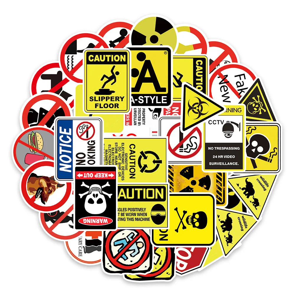 10/30/50pcs Warning Stickers Cool Danger Banning Decal Laptop Skateboard Luggage Phone Bike Motorcycle Car Graffiti Sticker Toy