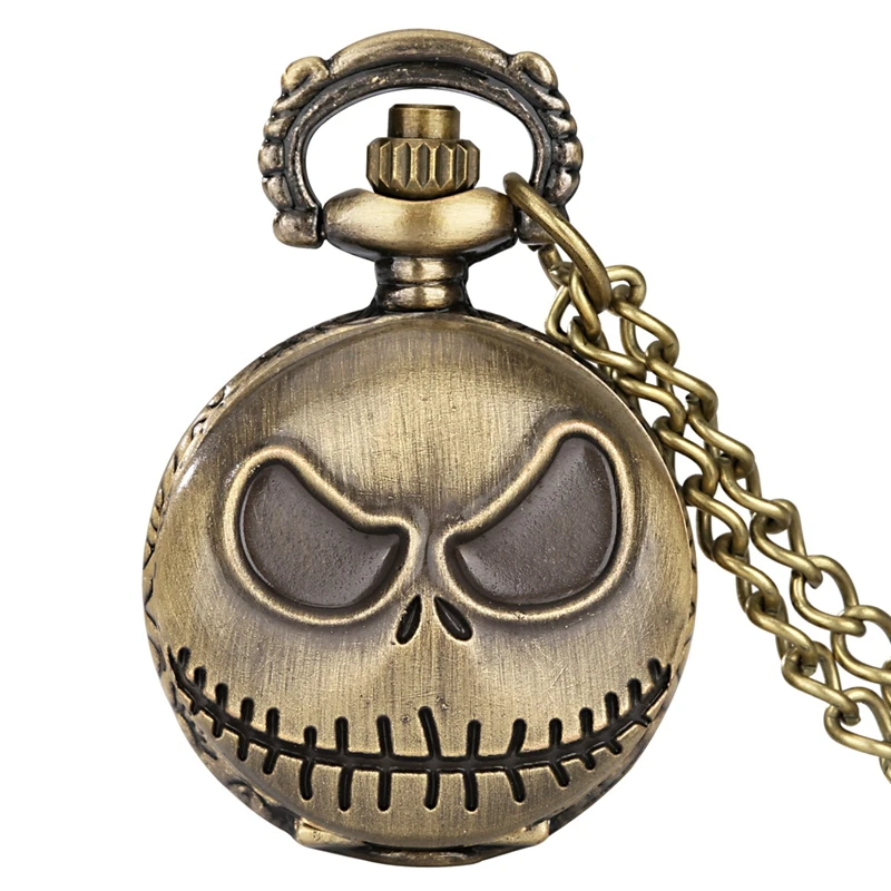 Petit Vintage Jack crâne Streetwear Punk Steampunk montre de poche collier chaîne horloge Quartz belle chaîne pendentif pour garçons filles