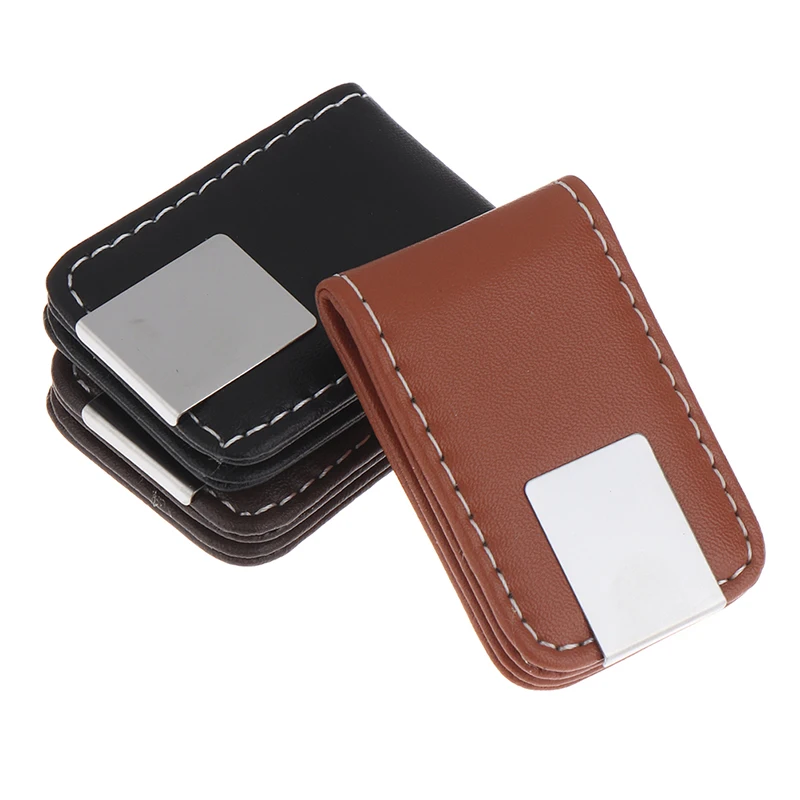 Hot Money Clip Wallet Slim Men Women Vintage Strong Magnet Money Clip PU Leather Pocket Clamp Credit Card Cash Case Holder 5