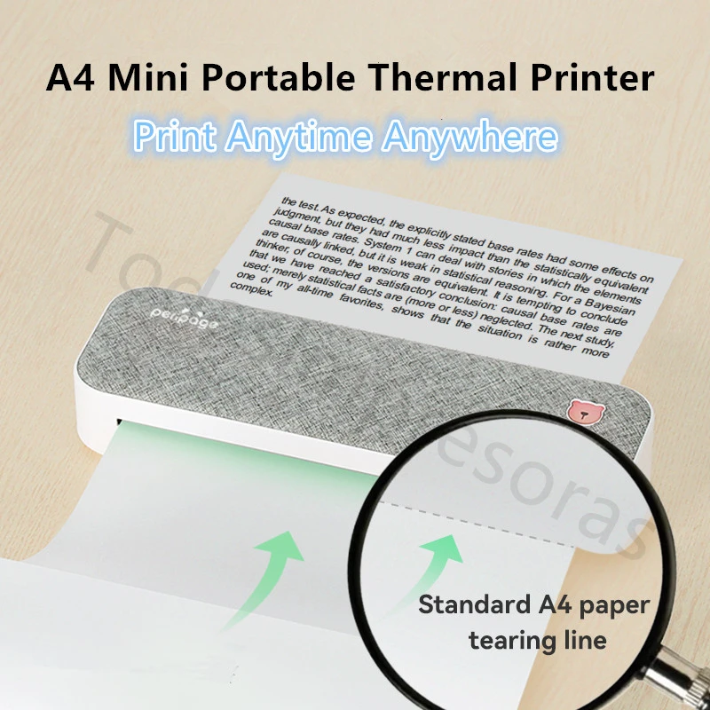 mini printer for laptop PeriPage A40 Thermal Documents Printer Wireless USB Android BT Printers for PDF File Webpage Contract Picture & A4 Thermal Paper mini printer for iphone