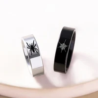 Punk Stainless Steel Couple Rings Black Silver Color Spider Ring For Women Men Halloween Jewelry 2