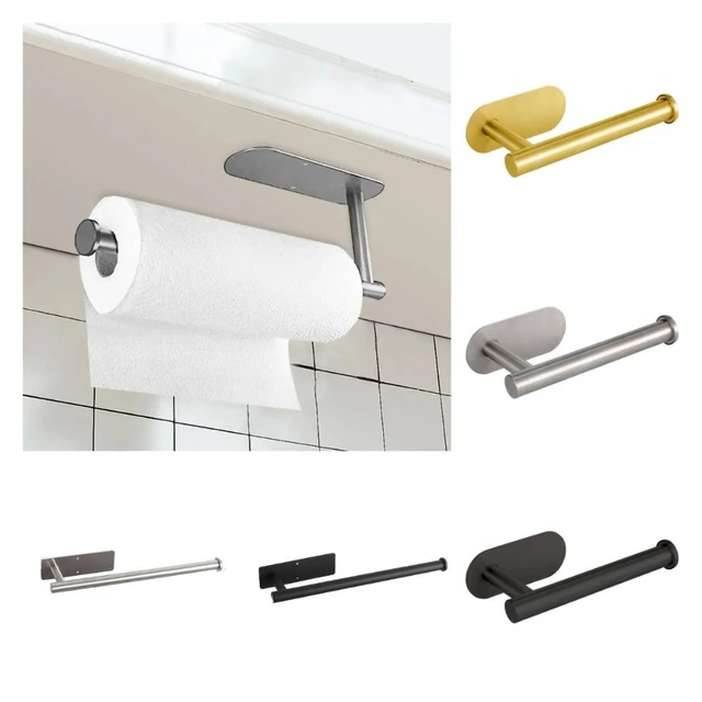 Stainless Steel Paper Towel Holder Long Short Self Adhesive Toilet Roll  Paper Holder No Hole Punch Punch-free - AliExpress