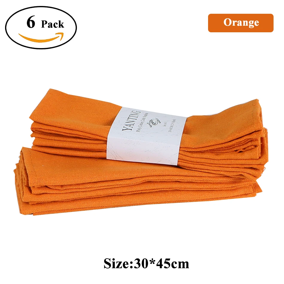 6pcs 30x45ccm אדום בד בד מפיות מטלית שולחן לשימוש חוזר עבור מסיבת חתונה בית אוכל שולחן קישוט