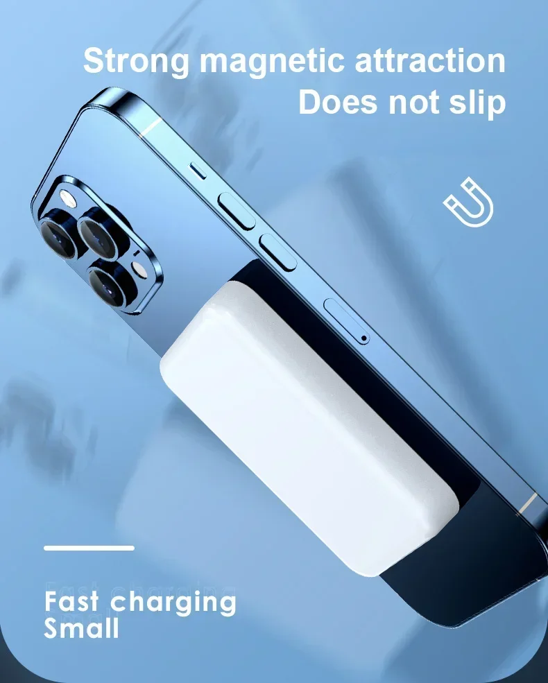 PD20W Mini Magnetic Power Bank Portable 20000mAh Charger Wireless Fast Charge External Battery for iPhone 12 13 3