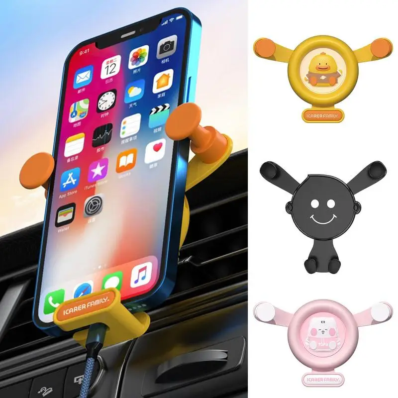 

Car Phone Mount Portable Gravity Cute Mobile Holders Creative Cartoon Flexible Vehicle Smartphone Navigation Dashboard Organizer