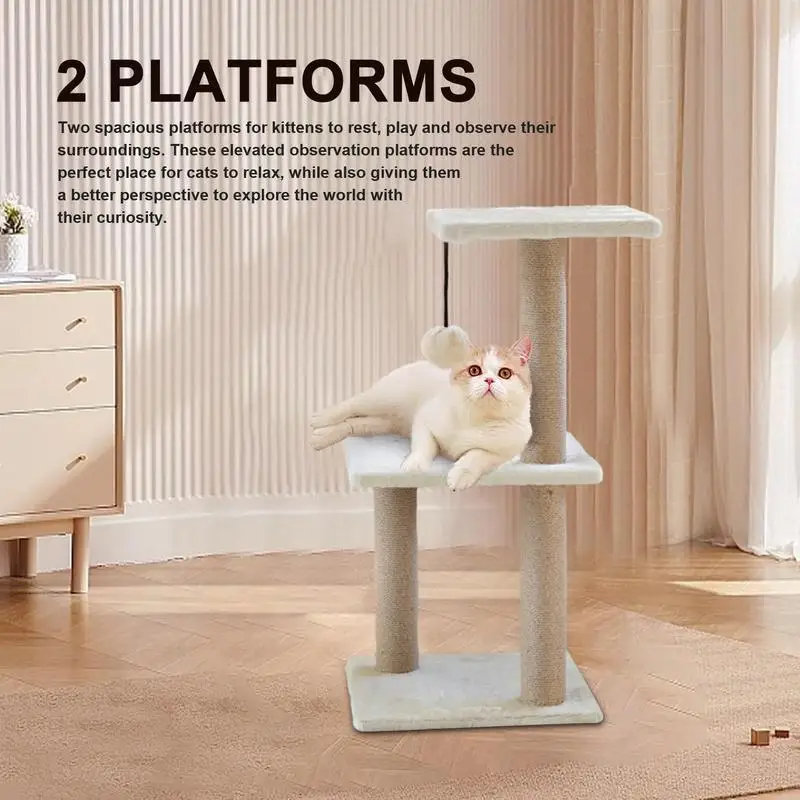 Cat Tree With Scratching Post Multi Level Cat Tree Tower With Interactive Dangling Ball 27.5inch Cat Scratch Tower Kittens Pet
