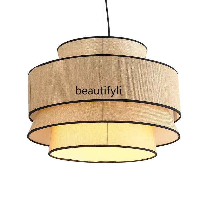 

New Chinese Style Fabric Restaurant Chandelier Zen B & B Living Room Restaurant Compartment Light Shop Commercial Use