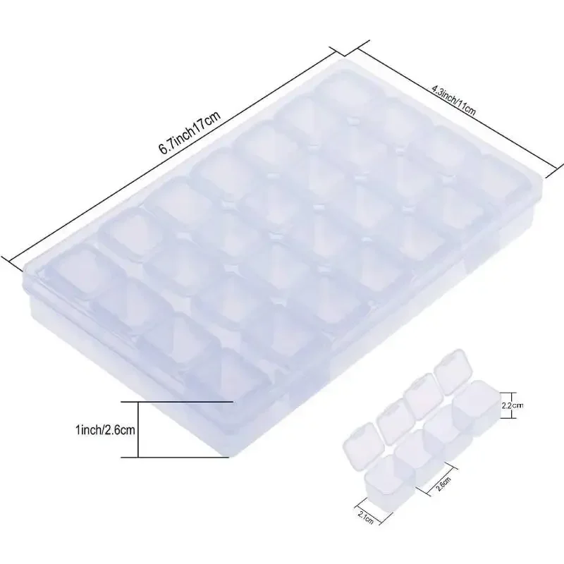 Diamond Painting Embroidery Box 28 Mini Grids Clear Accessories Storage Containers Adjustable Bead Case for DIY Art Craft