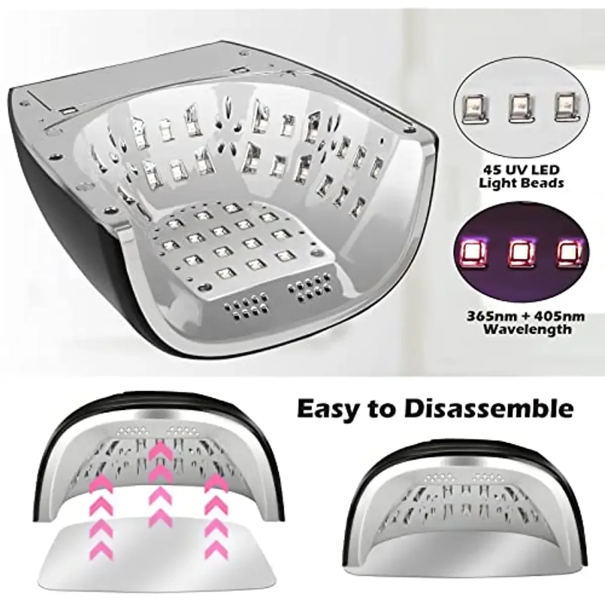 90W Rechargeable Nail Lamp with Mirror Bottom Cordless LED Light for Acrylic Nails Manicure Machine Wireless Nail UV LED Lamp 3