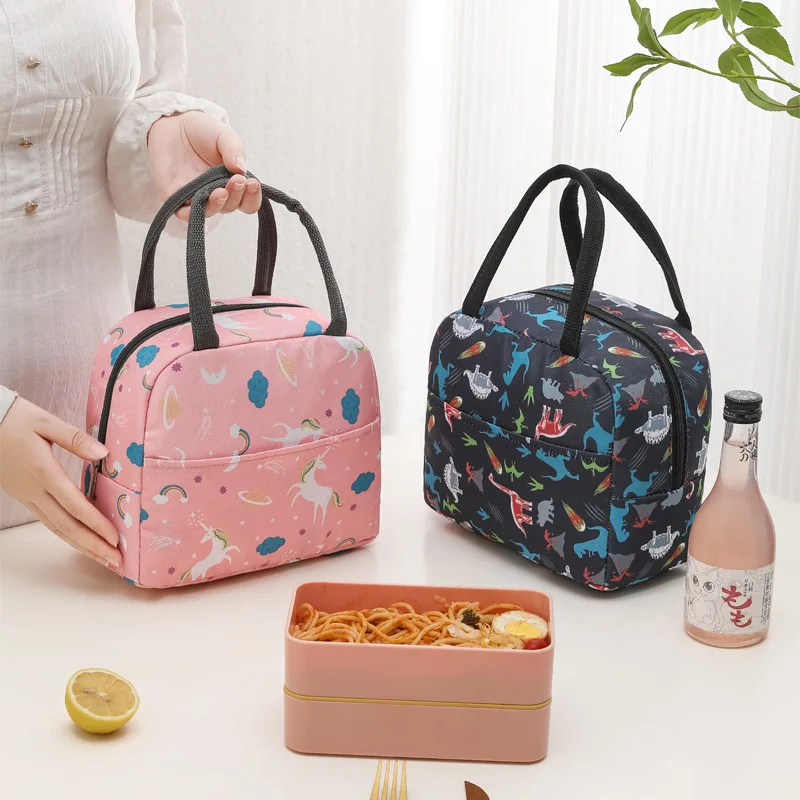 Cartoon Printed Lunch Bag For Women Isothermal Bag Packaged Food Thermal Bags Thermo Pouch Kids Lunch Bag Refrigerator Bag