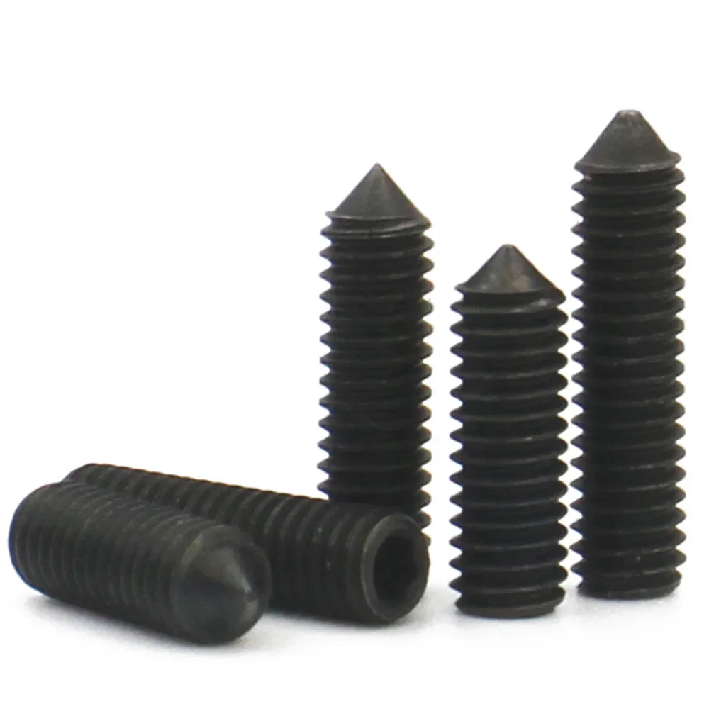 Socket cap head screw 10pcs grade 12.9 black carbon steel M2.5 M3 M4 M5 M6 M8 M10 hex hexagon socket cone point grub set screw tapered end bolt DIN914