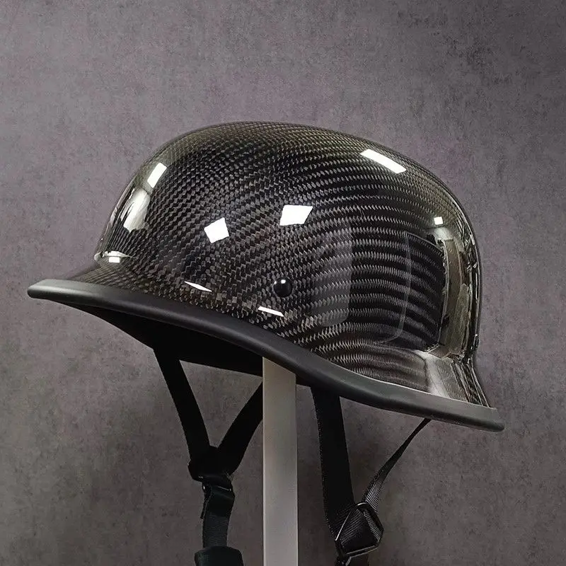 Carbon Fiber Vintage Ladle Helmet DOT Certified Motorcycle Helmet Cruise Motorcycle German Soldier Helmet Half Helmet