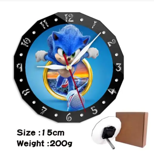 Nuovo Arrivo Sonic Wall Clock The Hedgehog Anime Clock Toys Action Figure Decorazione Da Parete Orologi Bambini Bambini Regali Di Compleanno