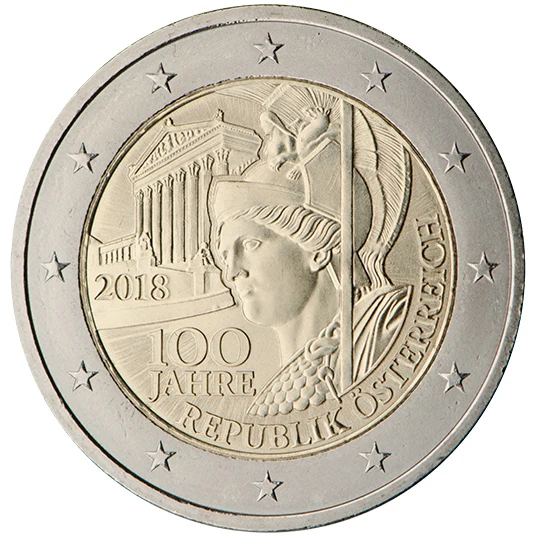 

Austria 2018 Commemorative Coin the Republic of Austria Established a Century-Winning Coin 2 Euros UNC Brand New