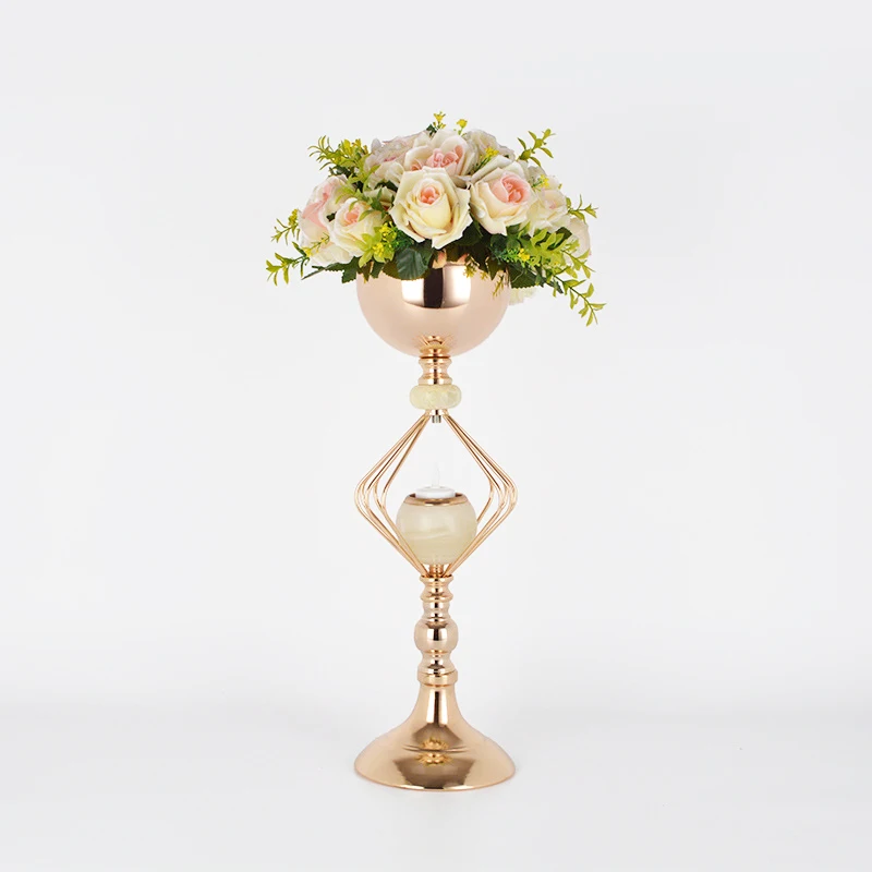 

European Style 50cm Height Golden Candlestick Romantic Wedding Table Decoration Flower Arrangement Road Lead Flower Stand 10pcs